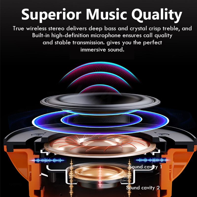 HiFi Stereo Bluetooth Headphone with Mic Foldable Wireless Headset Gaming Earphone for Phone Tablet Support FM Radio and TF Card