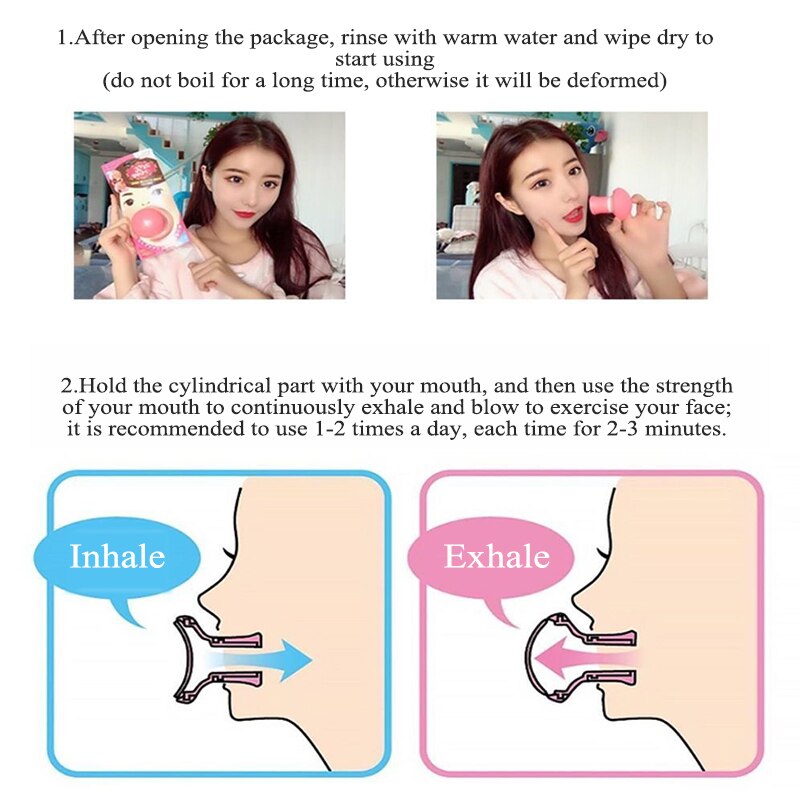 Face-Lifting&amp;Tightening Face Double Chin Masseter Removal Facial Muscle Breathing Exercise Massage Trainer Accessories