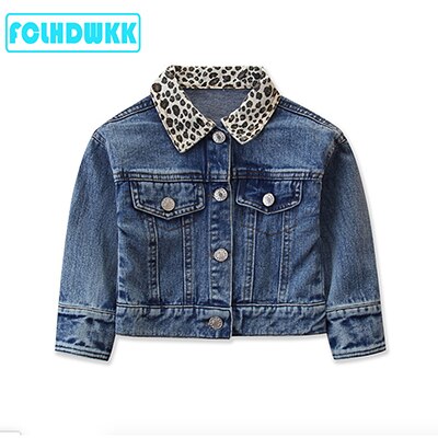 Spring Autumn Infant Kids Baby Girls Denim Jacket Outfits Leopard Print Long Sleeve Coat Outfits 2-7Y Jean Jackets: STYLE2 / 6