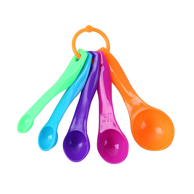 5Pcs/set Lovely Colorful Plastic Measuring Cups Measure Spoon Kitchen Tool Kids Spoons Measuring Set Tools For Baking Coffee Tea