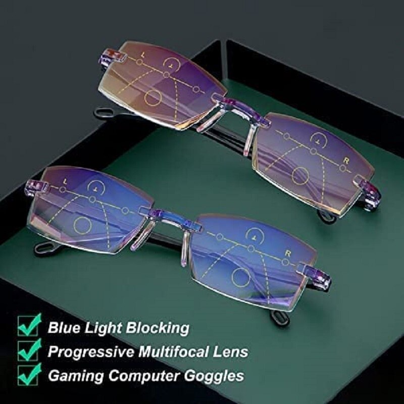 Gafas inteligentes con ajuste automático para hombre y mujer, lentes de aumento con brillo de lectura, antiluz azul + 1,0-+ 4,0