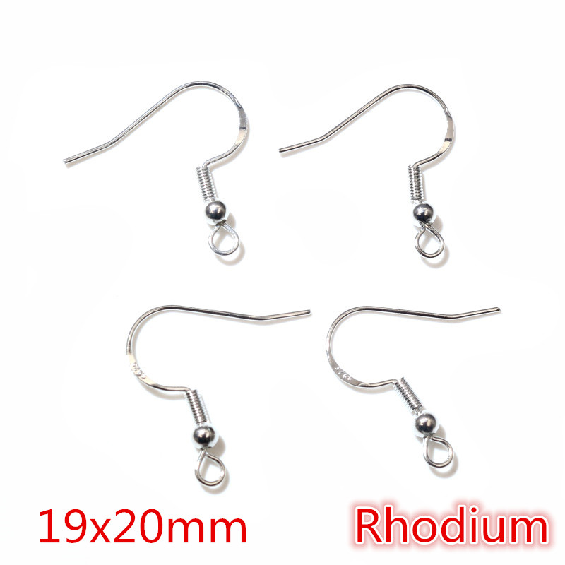 50 Uds. De 2 estilos, 925 de plata esterlina, pendientes de oro de rodio, ganchos, accesorios para hacer joyas: Granate