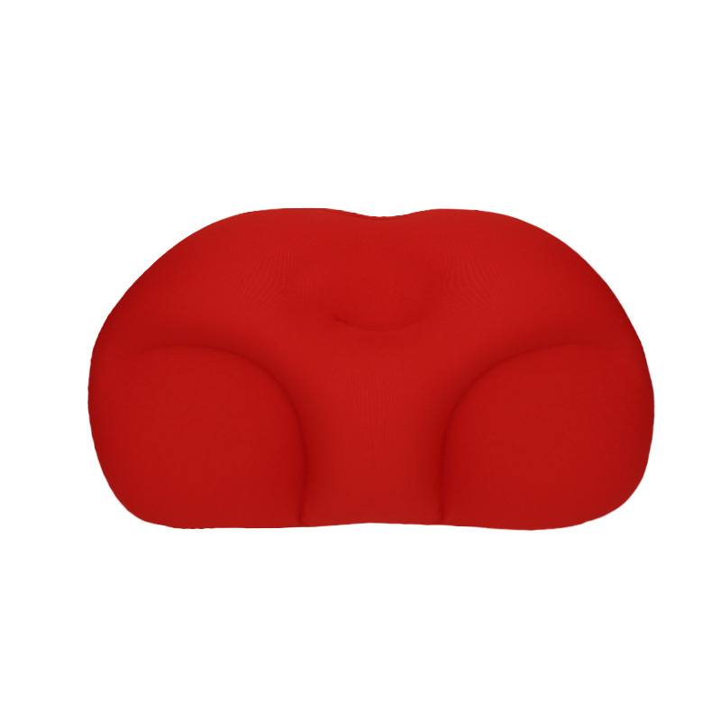 3D Neck Micro Airball Pillow Deep Sleep Addiction Head Rest Air Cushion Pressure Relief Pillows Washable PillowCase Covers: Red