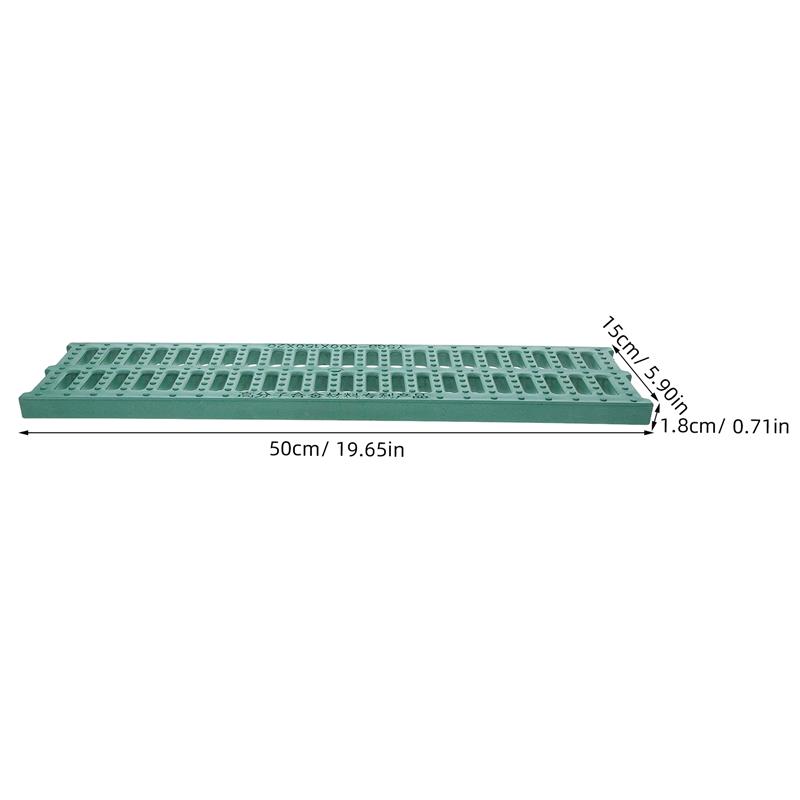 Outdoor Sewer Drain Grate Drainage Grate Plastic Sewer Rainwater Well Rectangular Sewer Cover Channel Grid Grate Green: light green