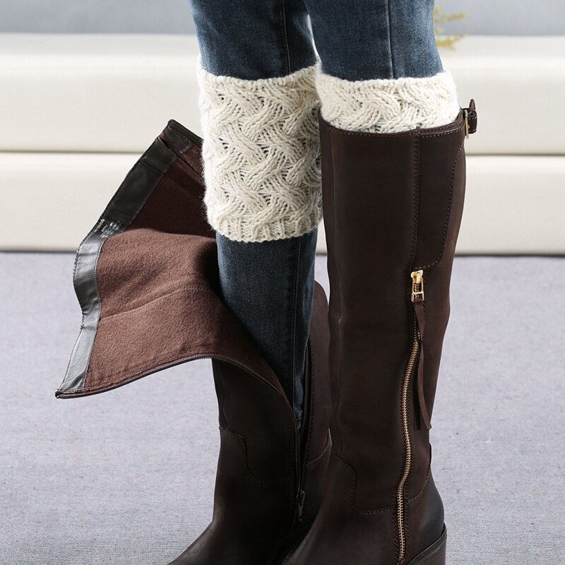 Beenwarmers Vrouwen Korte Dikke Acryl Gebreide Boot Manchetten Kerst Sokken Cover Winter Schoen Levert