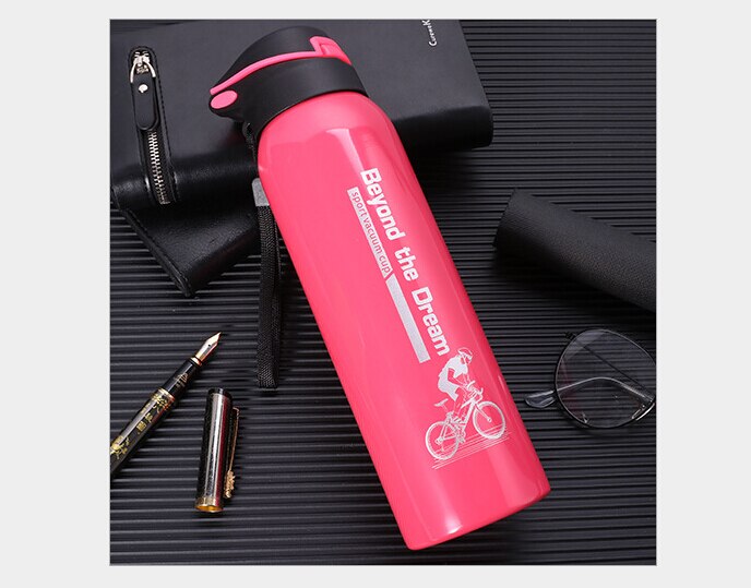 500 ml cyklar vattenflaska utomhussport bärbar cykel vattenkokare termos vattenflaska rostfritt stål mountainbike flaska: Rosa