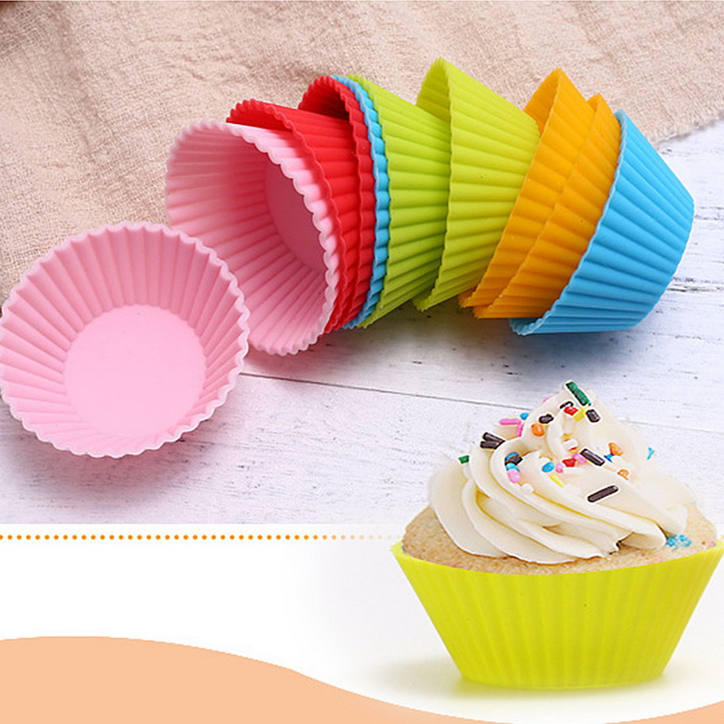 12 stuks siliconen cake cupcake cup cake tool bakvorm siliconen bakvorm cupcake en muffin cupcake voor doe-het-zelf in willekeurige kleur