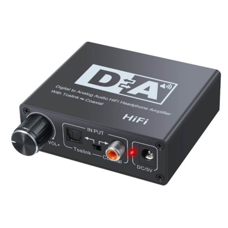 Digitale coaxiaal naar analoog glasvezel naar analoog converter digitaal naar analoog decoder instelbaar volume eu-stekker