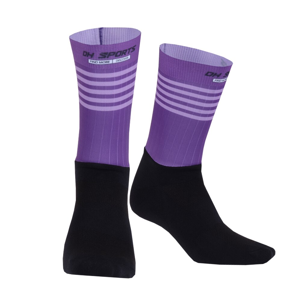 Stijlvolle Professionele Anti Slip Fietsen Sokken Mens Vrouwen Antislip Fiets Wandelen Camping Running Sport Sokken: Purple