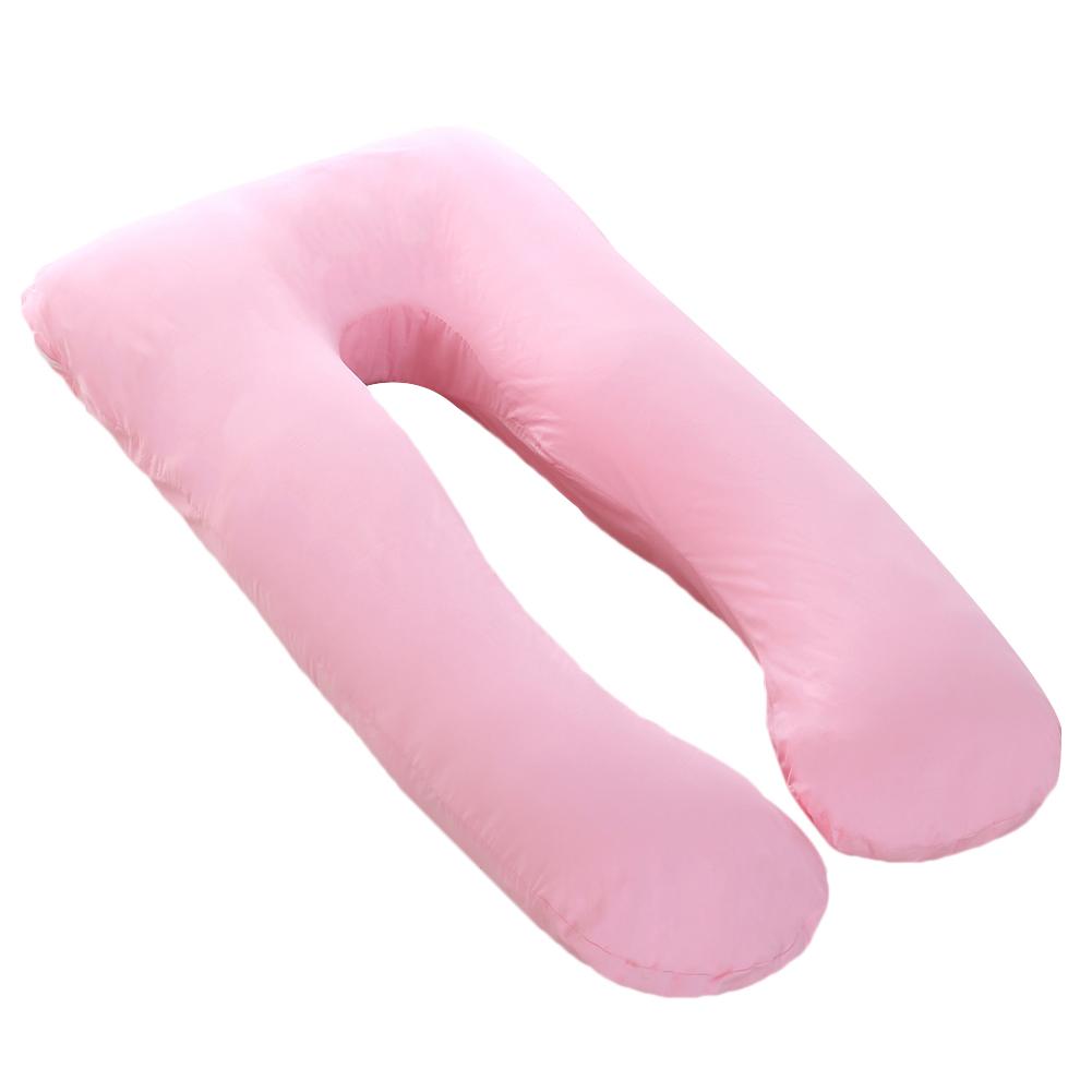 Fronha grande para mulheres grávidas, fronha de almofada grande em u, capa de almofada do bebê multifuncional laterais de dormir, algodão, suporte de fronha: pink