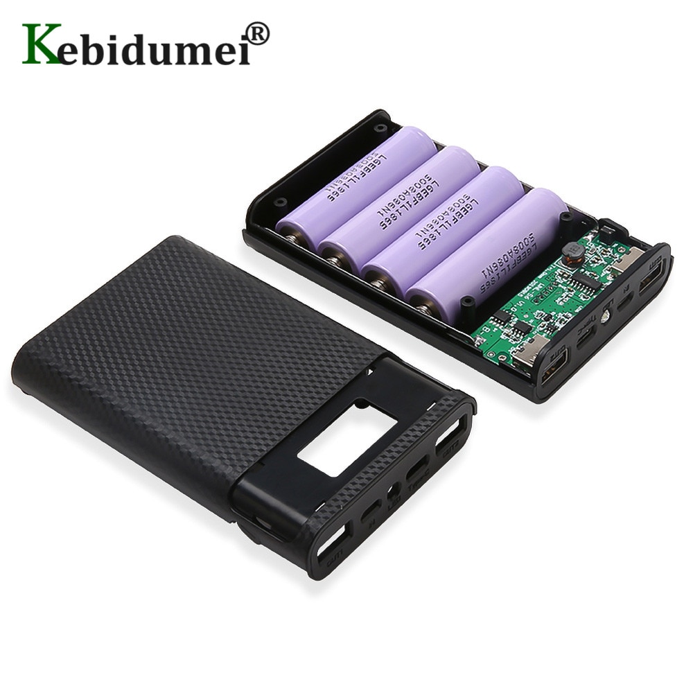 Kebidumei Diy 力銀行のケース 4 × 18650 バッテリー充電収納ボックス 5 5V デュアル USB タイプ C の Android マイクロスマートフォン用の Usb インタフェース