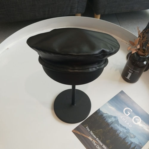 Womens Ladies PU Leather Beret Harajuku Wool Basque Beret Hat With Bowknot Caps PU Leather Beret Hat Golf Driving Flat Beret Cap: A