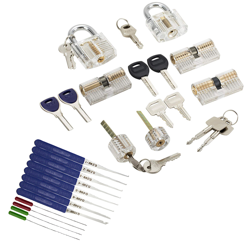 Conjunto de bloqueo Liushi de 7 tipos/lote con kit de herramientas de llave de tensión, juego de ganzúas de práctica para cerrajero, herramienta extractora de llaves rotas