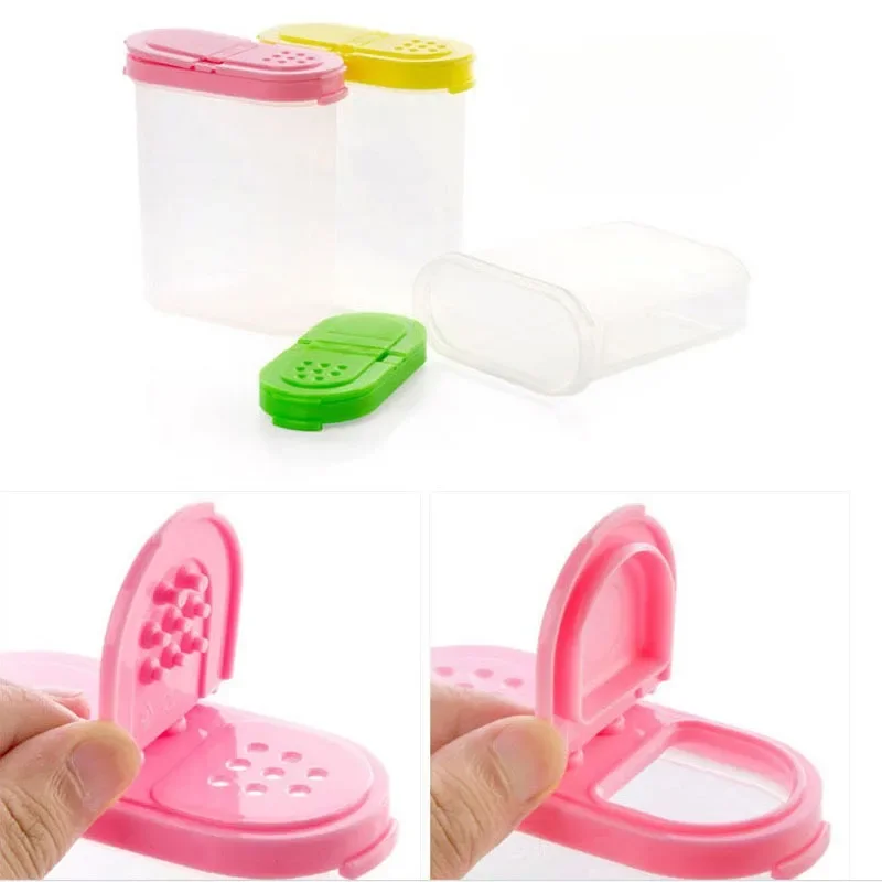 250ml Plastic Food Seasoning Container Kitchen Spice Boxes Jar Double Lid Cereal Condiment Bean Storage Bottle Container