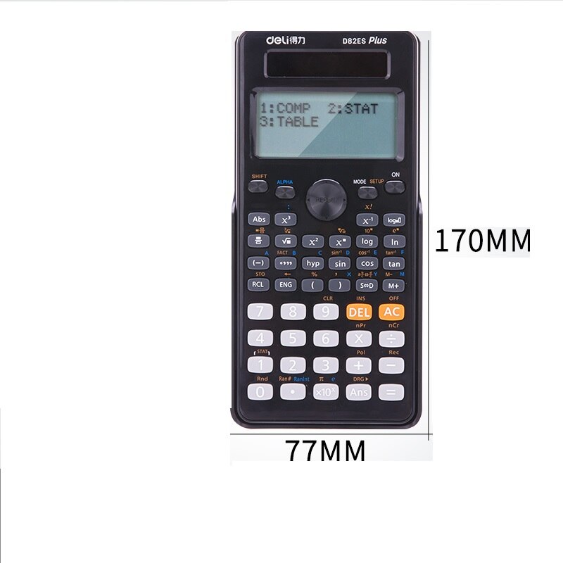 Desktop Dual Power 252 Kinds Function Scientific Calculator Solar+Battery Power 12 Digital 2-Line LCD Display: black
