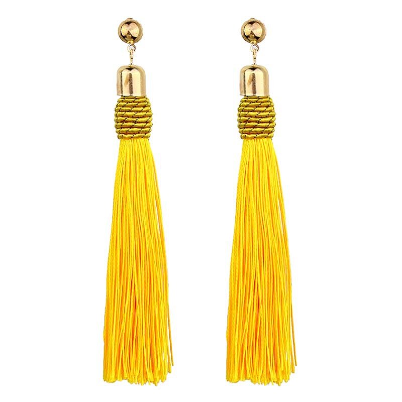 Bohemian Lange Tassel Dangle Oorbellen Voor Vrouwen Rood Zwart Zijde Verklaring Oorbel Etnische Mode-sieraden