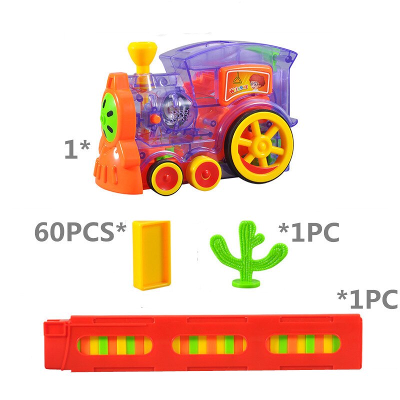 Dominos voiture électrique modèle Juguetes véhicule éducatif maison jouets blocs Train Domino jeu pour enfants garçon fille: train-60dominos