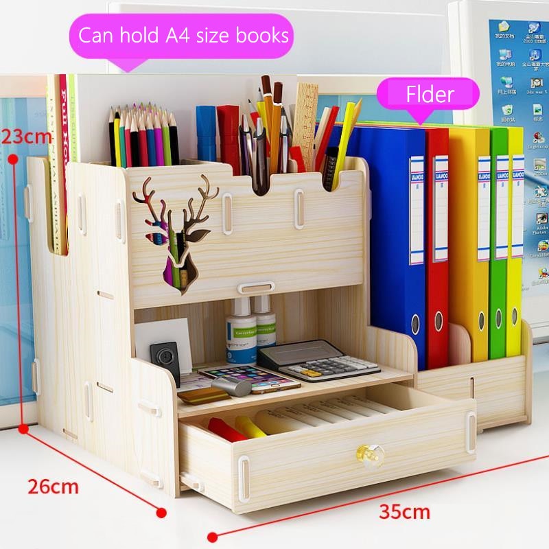 Pen pencil holder Receiving Box Desktop Learning Penholder Office desk organizer storage rack supplies wood