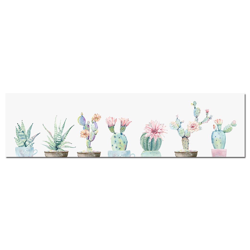 Blomst kaktus dekoration plante væg kunst lærred plakat og tryk landskab maleri lang væg billede til stue boligindretning: 25 x 90cm uden ramme