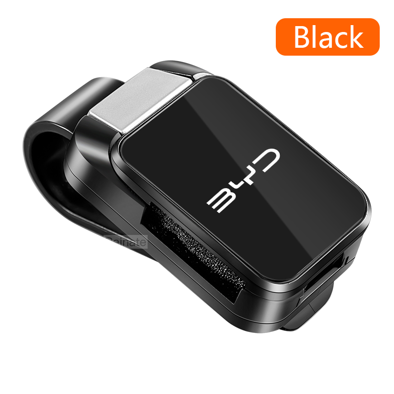 Samochodowy klips do przechowywania okularów, uchwyt na okulary przeciwsłoneczne na osłonę przeciwsłoneczną do BYD Atto 3 Dolphin Seal Tang Song Yuan Han LOGO, samochodowy uchwyt na okulary: Black