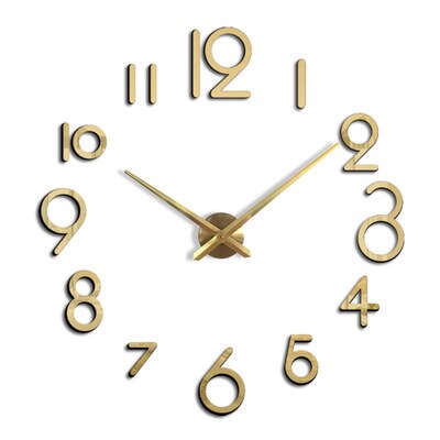 Diy Giant Wandklok Eenvoudige Modern Diy 3D Spiegel Effect Grote Arabische Aantal Sticker Home Decoratie Muur Horloge