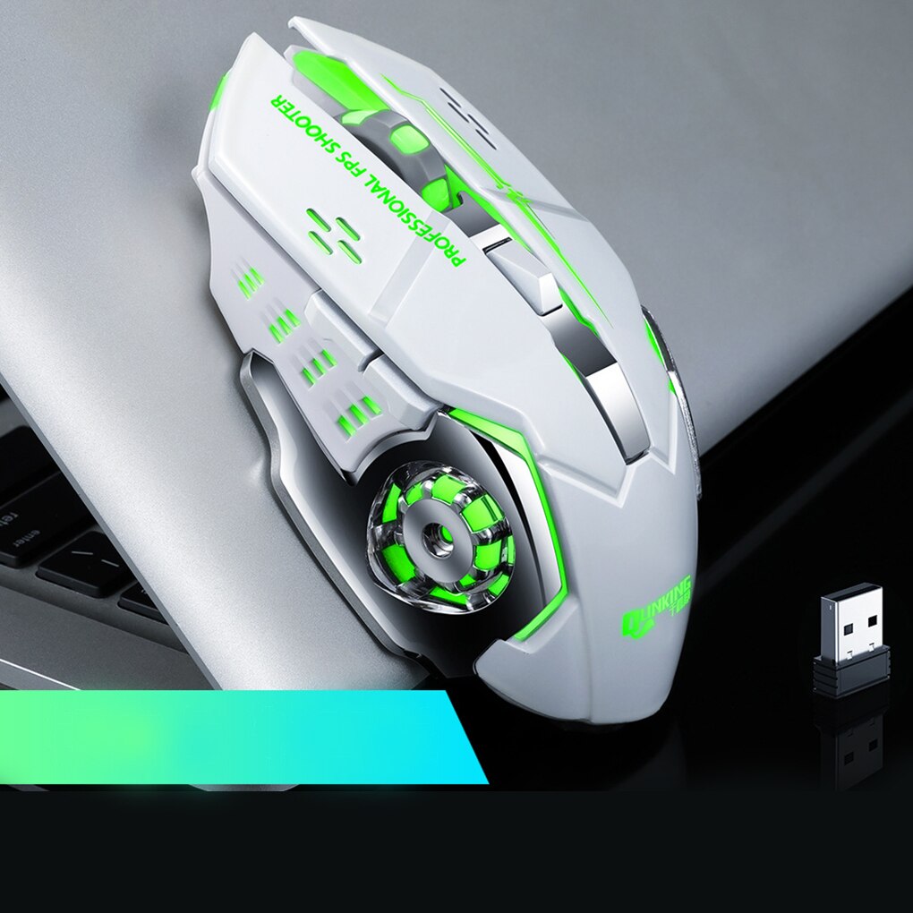 Wireless Mouse 7 Color Breathing Light Rechargeable Desktop Computer Laptop 2.4G 6 Buttons Gaming Mouse