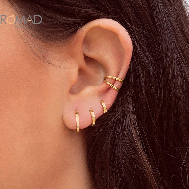 Romad Pendientes Gold Ronde Hoops Oorbellen Vrouwen Trendy Sieraden Set 925 Sterling Zilveren Oorbellen Vrouwen Meisjes Party