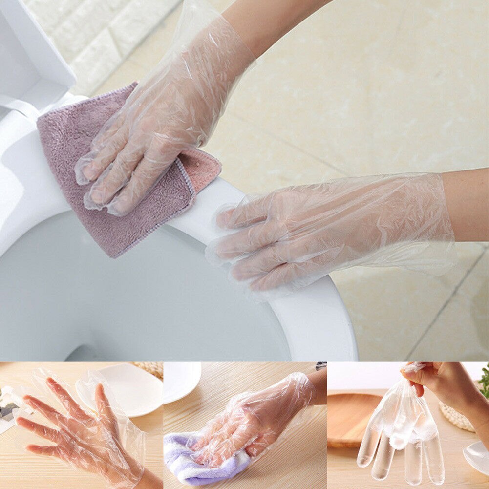 Clear Plastic Disposable Gloves Restaurant Home Service Catering Hygiene Supplies YE