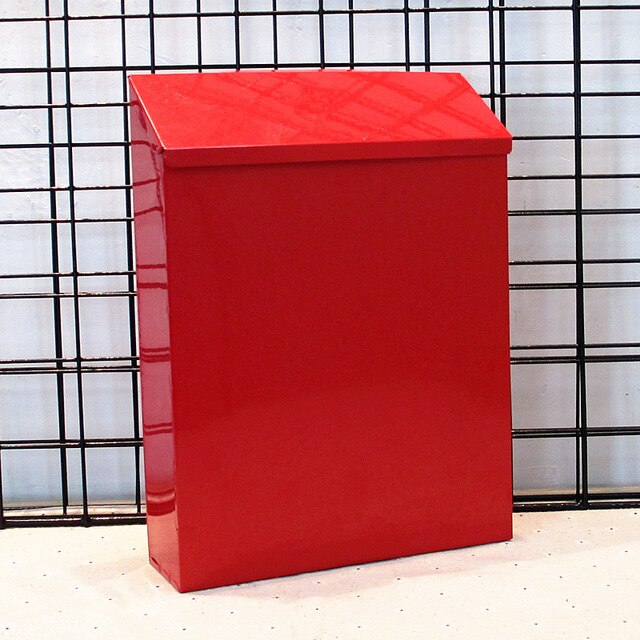 European style iron sheet with lock mailbox American style mailbox suggestion box hanging wall rural style letter box: Red 3