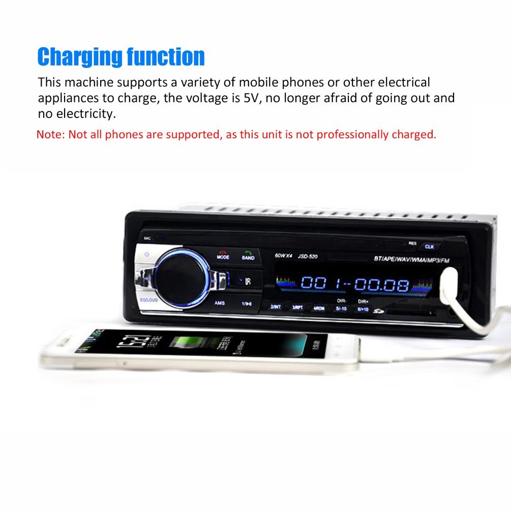 Bluetooth Car Stereo 4-Ch Output, FM Aux Receiver, USB SD MP3 Player With Remote