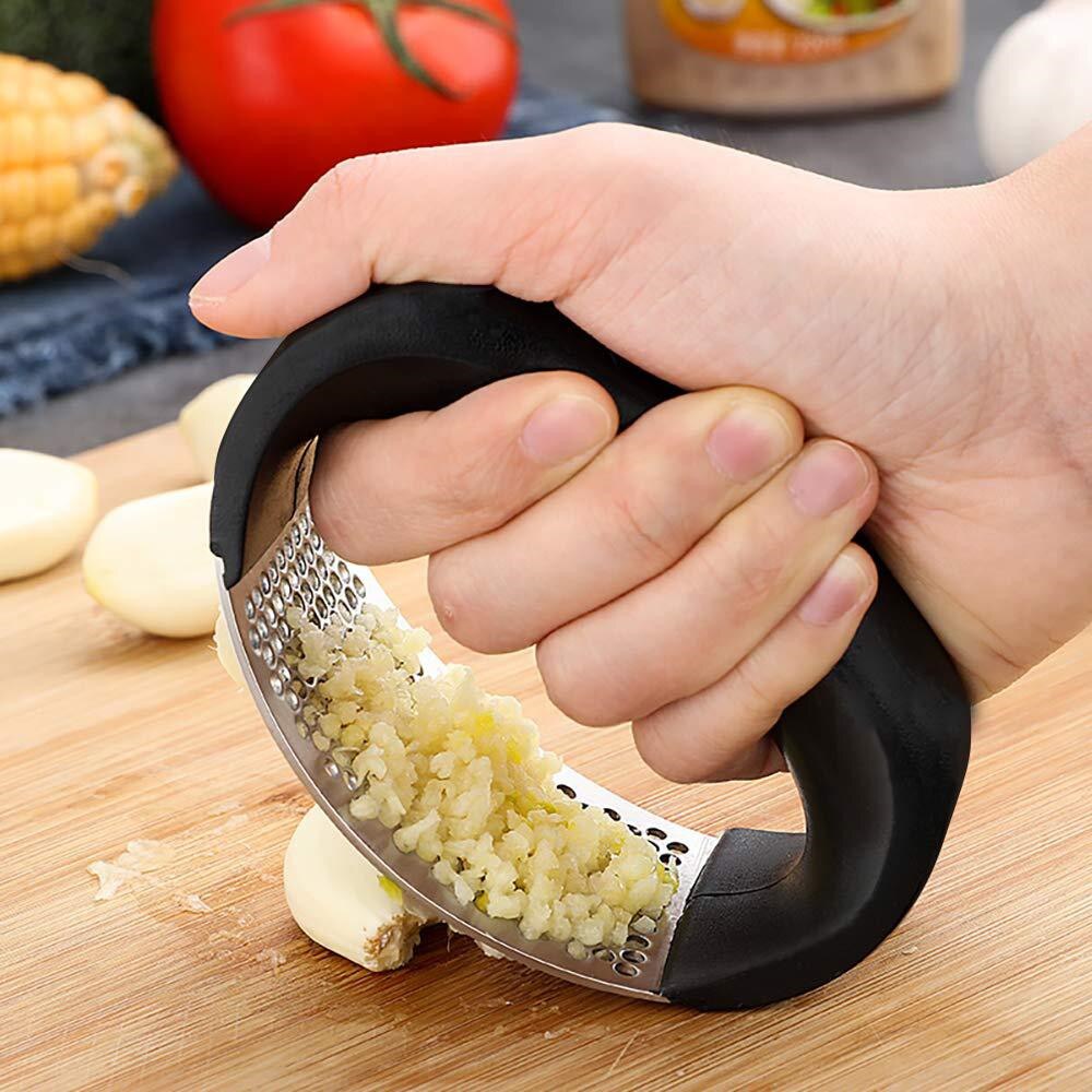 Garlic Mincer Kitchen Gadgets Fruit Vegetable Tools Manual Stainless Steel Curve Squeezer Garlic Press Household Chopping Ginger