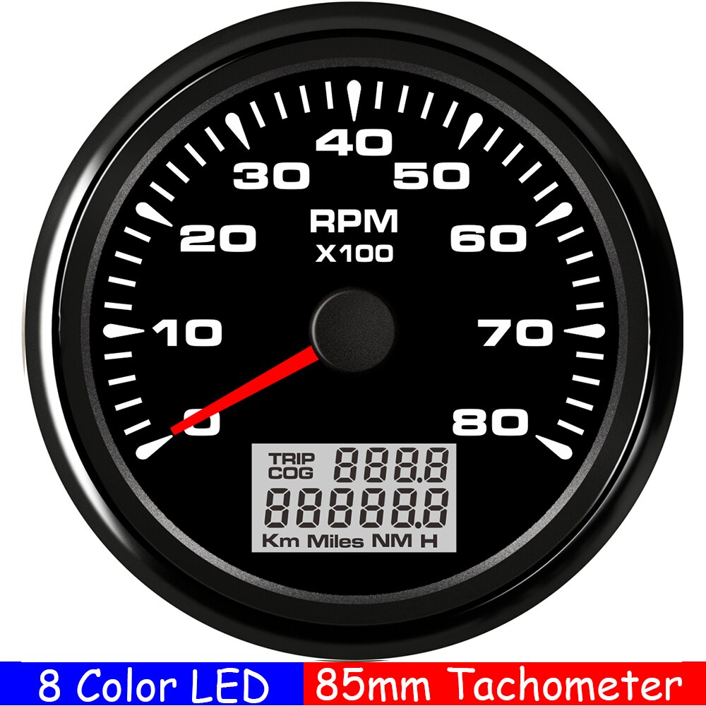 3000,4000,6000,8000Rpm Marine Tacho Meter Met Trip Cog Urenteller Tacho Sensor M16 M18 Waterdichte Auto Boot Toerenteller Gauge 85Mm: 8KRPM BB