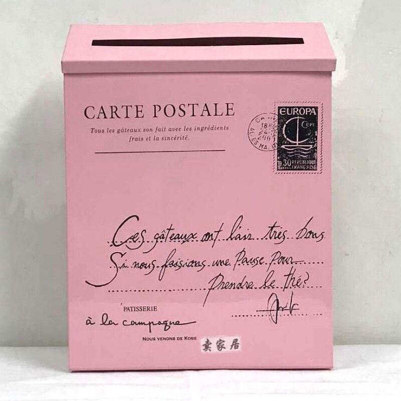 Handcraft Wood Outdoor Mailbox Gardening Cute Wall-Mounted Iron Anti-Rust Letter Box Convenient Box: C5