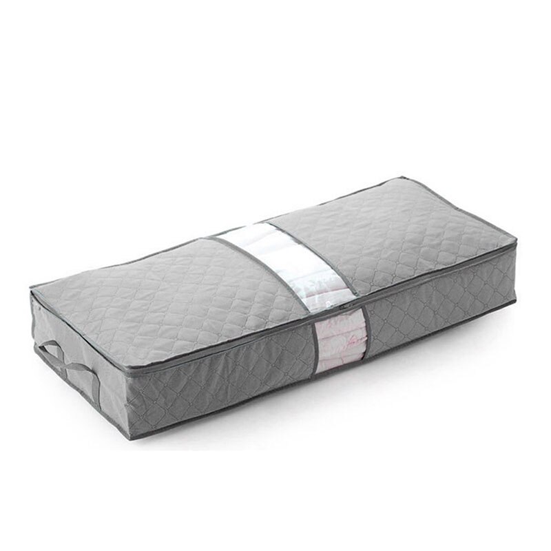 Niet-geweven Bamboe Houtskool Grijs Onder-Bed Storage Case Quilt Opbergtas Grote Kleding Afwerking Zak Bewegende Zak plunjezak
