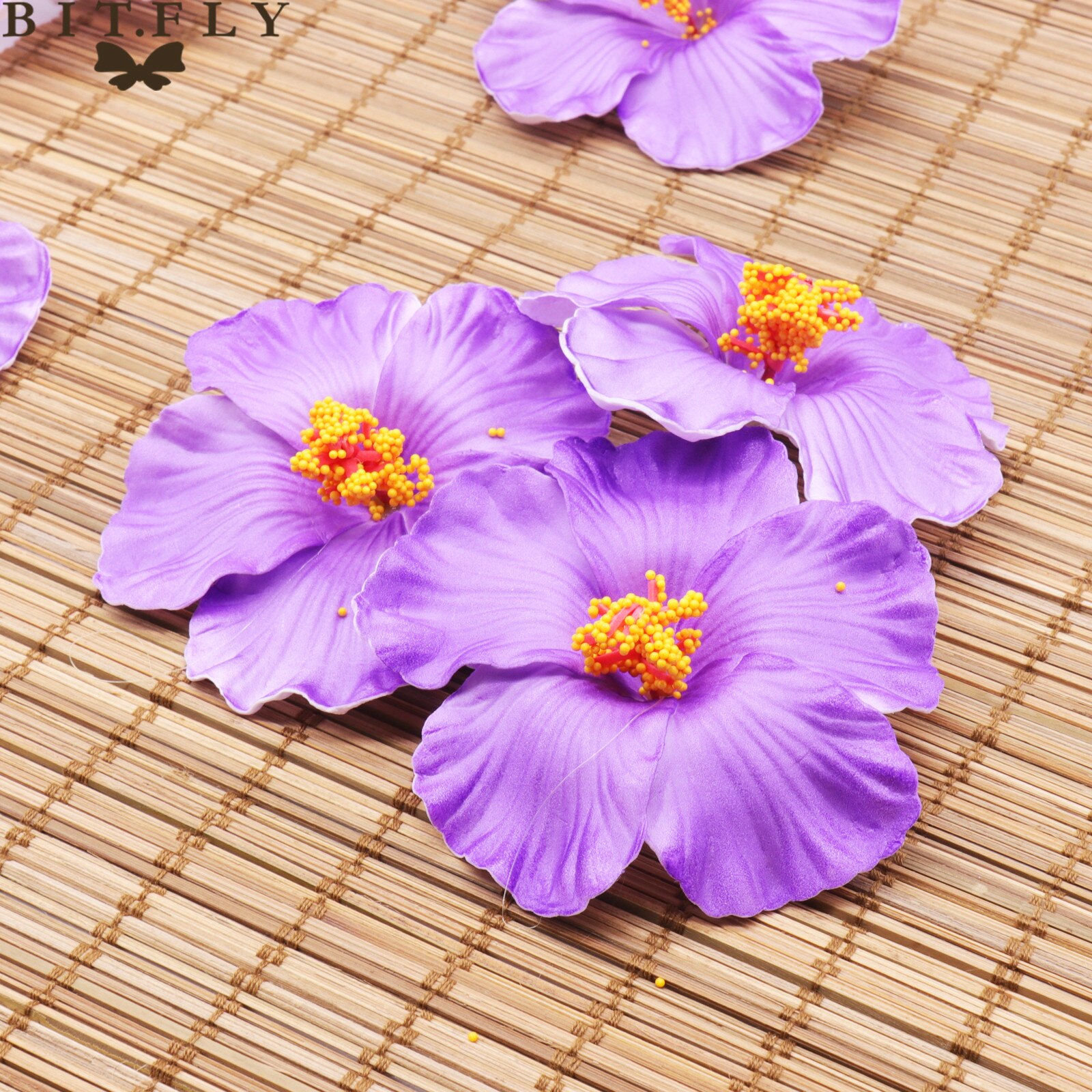 BIT.FLY 10PCS Hawaii party Hibiscus flowers Summer party DIY decorations Artificial PE hibiscus flower Hula girls headwear