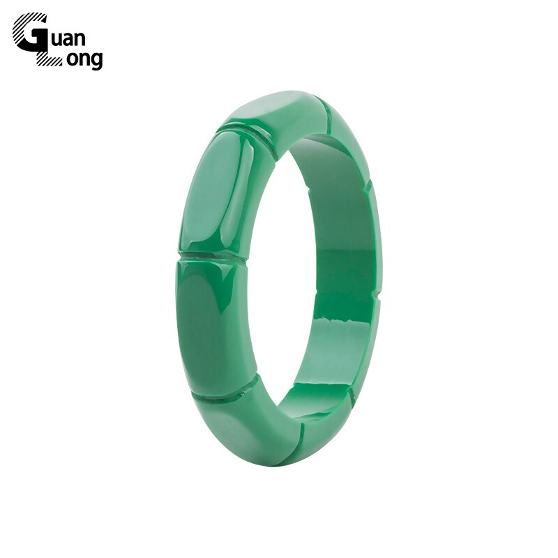 GuanLong-brazalete geométrico de resina acrílica para mujer y niña, pulsera con patrón de bambú Irregular, de , joyería