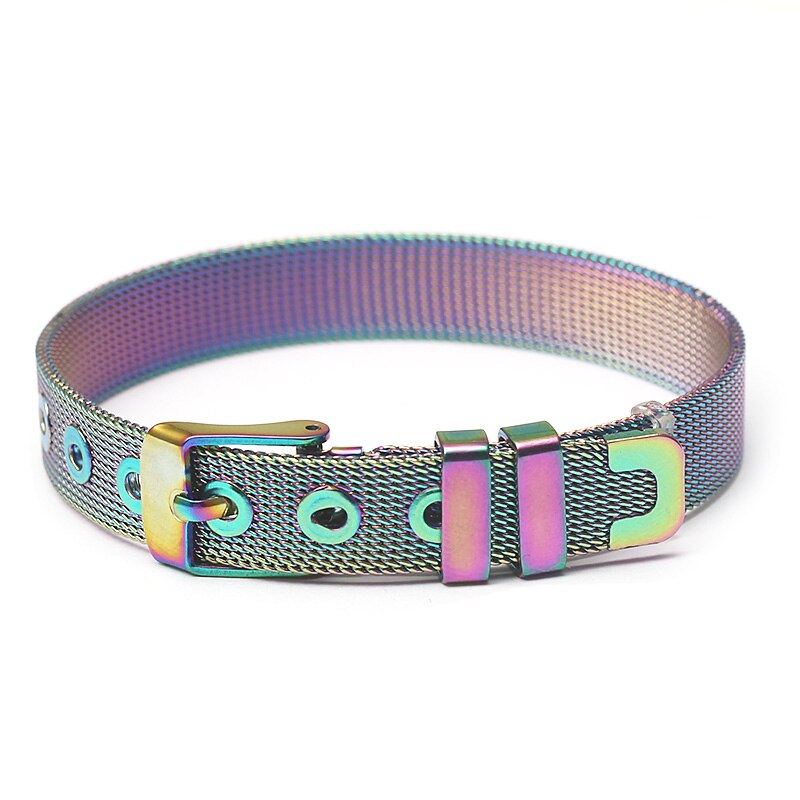 BAOPON Jewelry Colorful Stainless Steel Mesh Bracelet Bangles with Gold Slide Charms Fine Bracelets as Wife Lover Friend: Q012