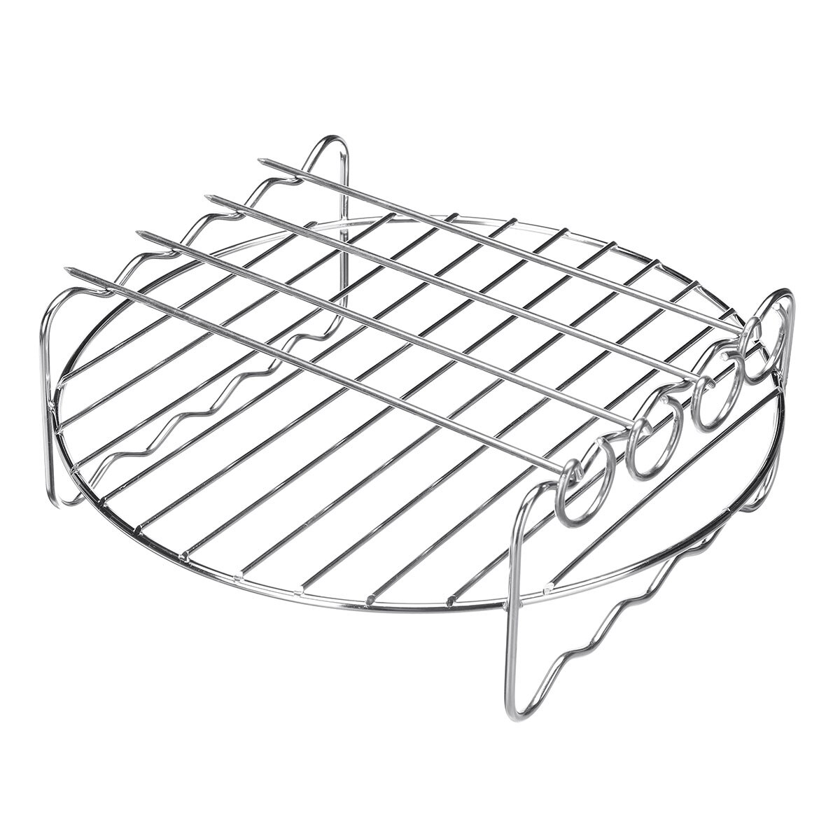 7/8/9 Inch Lucht Friteuse Accessoires Vervanging Bakken Lade Houder Spiesjes Thuis Roestvrij Staal Bbq Rack Dubbeldeks barbecue Gereedschap