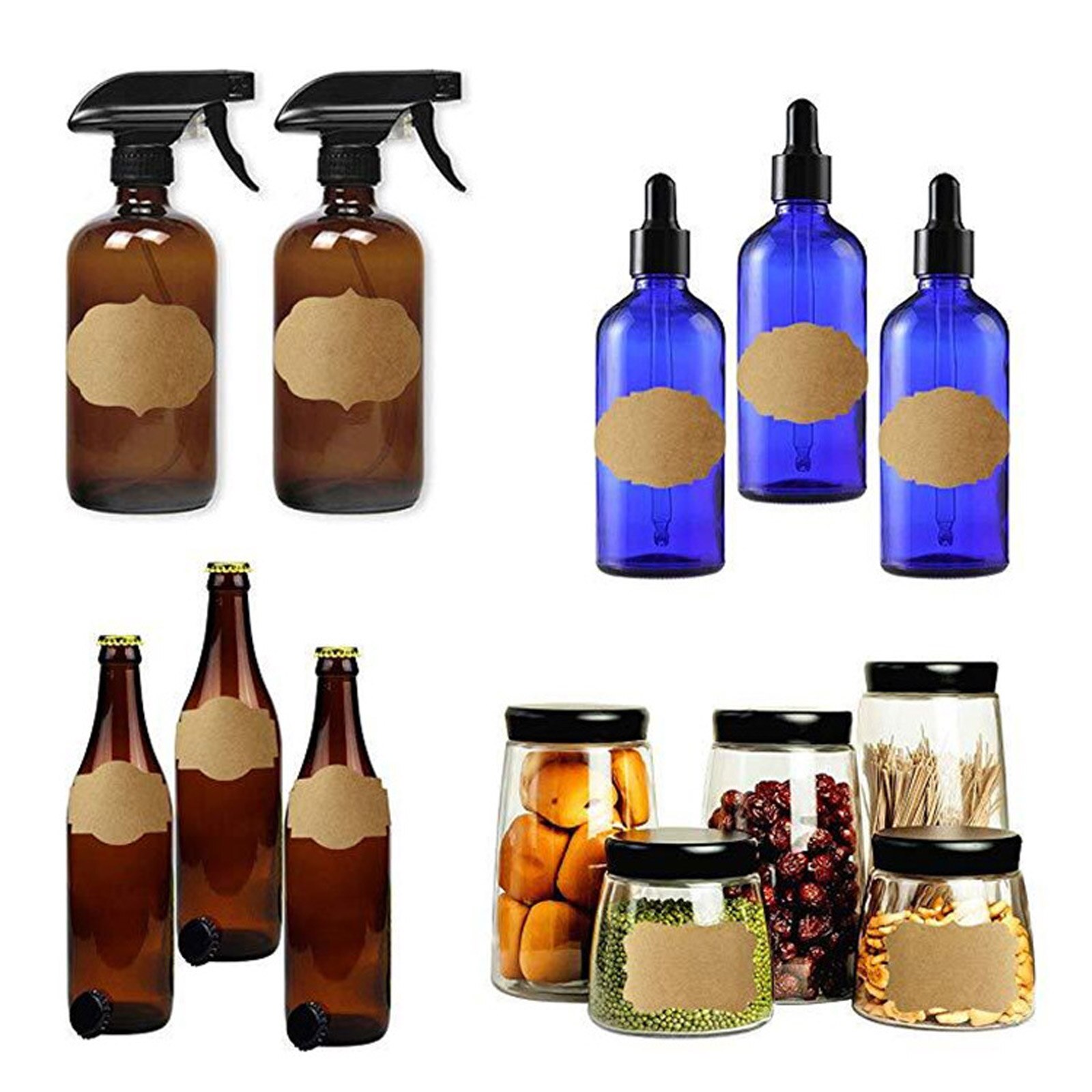 600pcs Kraft Paper Labels Stickers Envelope Seal Classification Label for Kitchen Containers Baking Christmas Wedding Bags