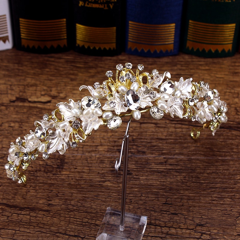 Barock Luxus Kristall Frauen Crown Vinatge Königin Tiara Braut Diadem Für Braut Gold Stirnband Prom Mädchen Hochzeit Haar Zubehör