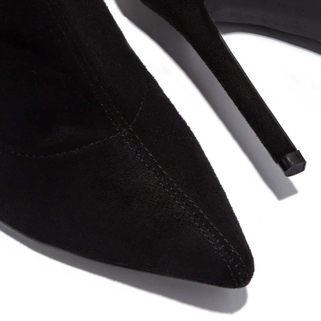 Kvinner imitert semsket skinn over kneet høye støvletter med spiss tå tykk hæl slouch lange støvler dame høst vinter sko