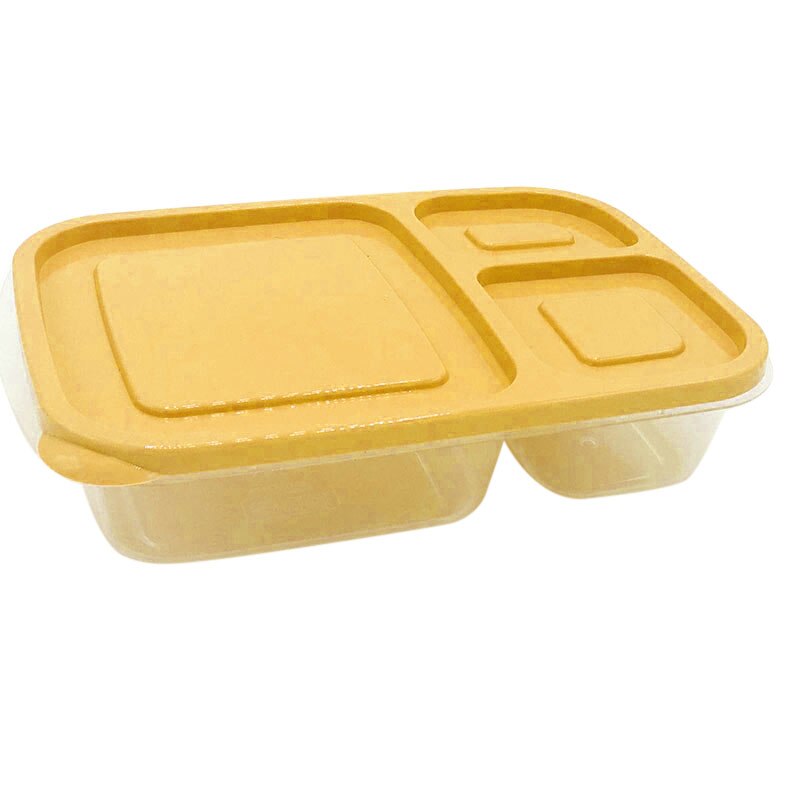 Draagbare Magnetron Bento Lekvrije Lunch Box Met Deksel 3 Compartimenten Voedsel Container Picknick School Opbergdozen Voor Kids volwassen: YELLOW