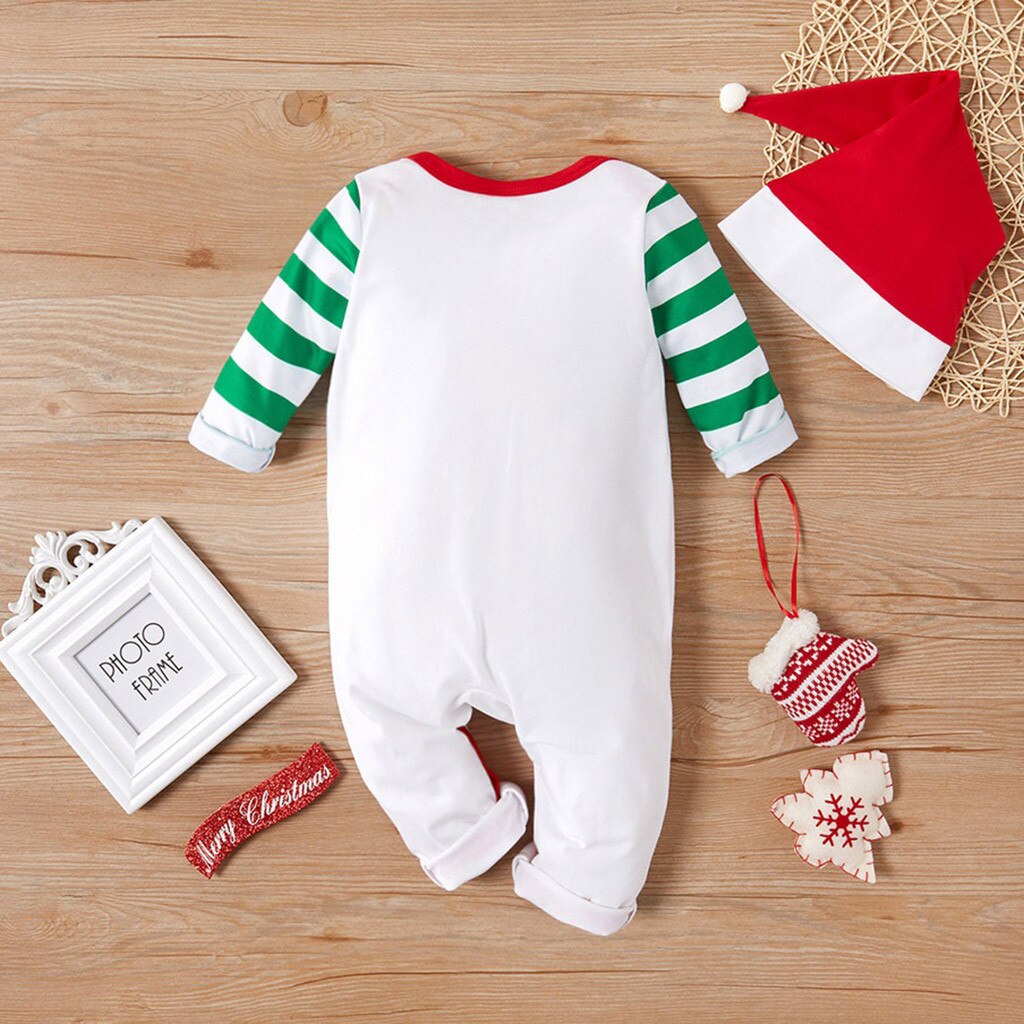 Christmas Baby Romper Newborn Infant Baby Boys Girls Christmas Cartoon Striped Print Rompers Long Sleeve Jumpsuit Winter 15