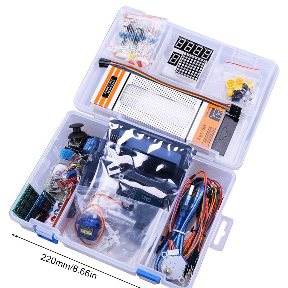 Kit de iniciación, versión avanzada mejorada, Kit de aprendizaje Rfid Lcd 1602 para Arduino Uno R3, Kit de aprendizaje de Motor paso a paso