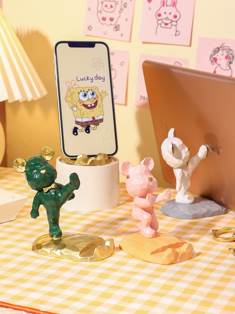 Creatieve Mode Schattige Beer Mobiele Telefoon Houder Desktop Versieren Ornament Meisje Valentijnsdag Aanwezig Stevige Mobiele Telefoon Houder