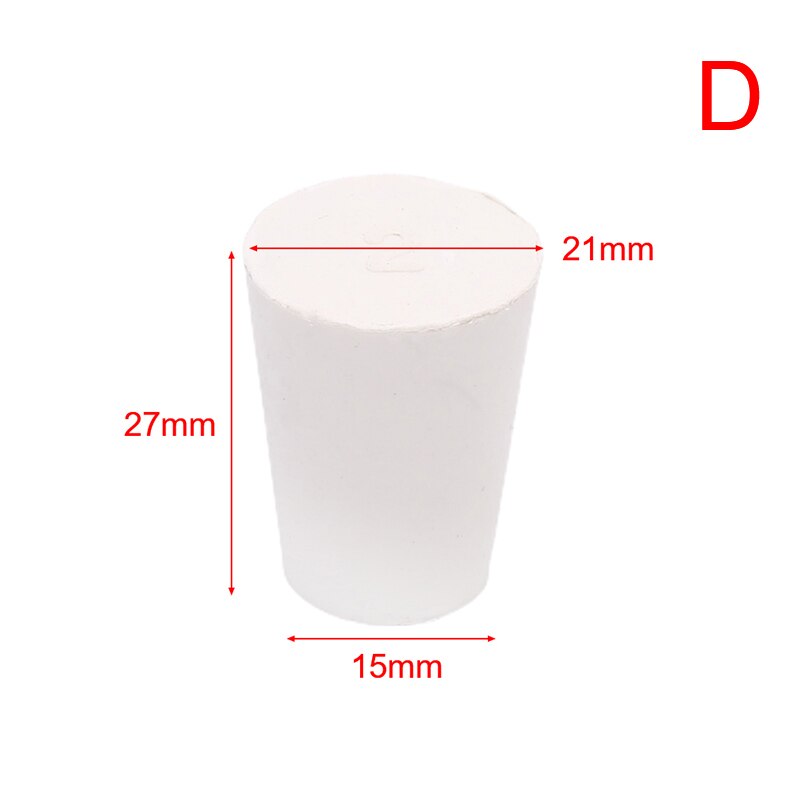 Juego de tapones de goma maciza para laboratorio, tapón de Color blanco, tapón de botella cónica, tapa sellada de tubo resistente al álcali, 5 o 10 Uds.: D