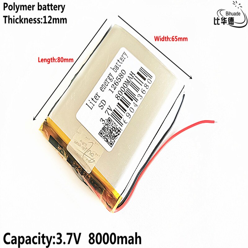 Boa Qulity Litro 3.7V bateria de energia, 8000mAH 126580 bateria De Polímero de iões de lítio/BANCO de bateria Li-ion para tablet pc, GPS, mp3, mp4