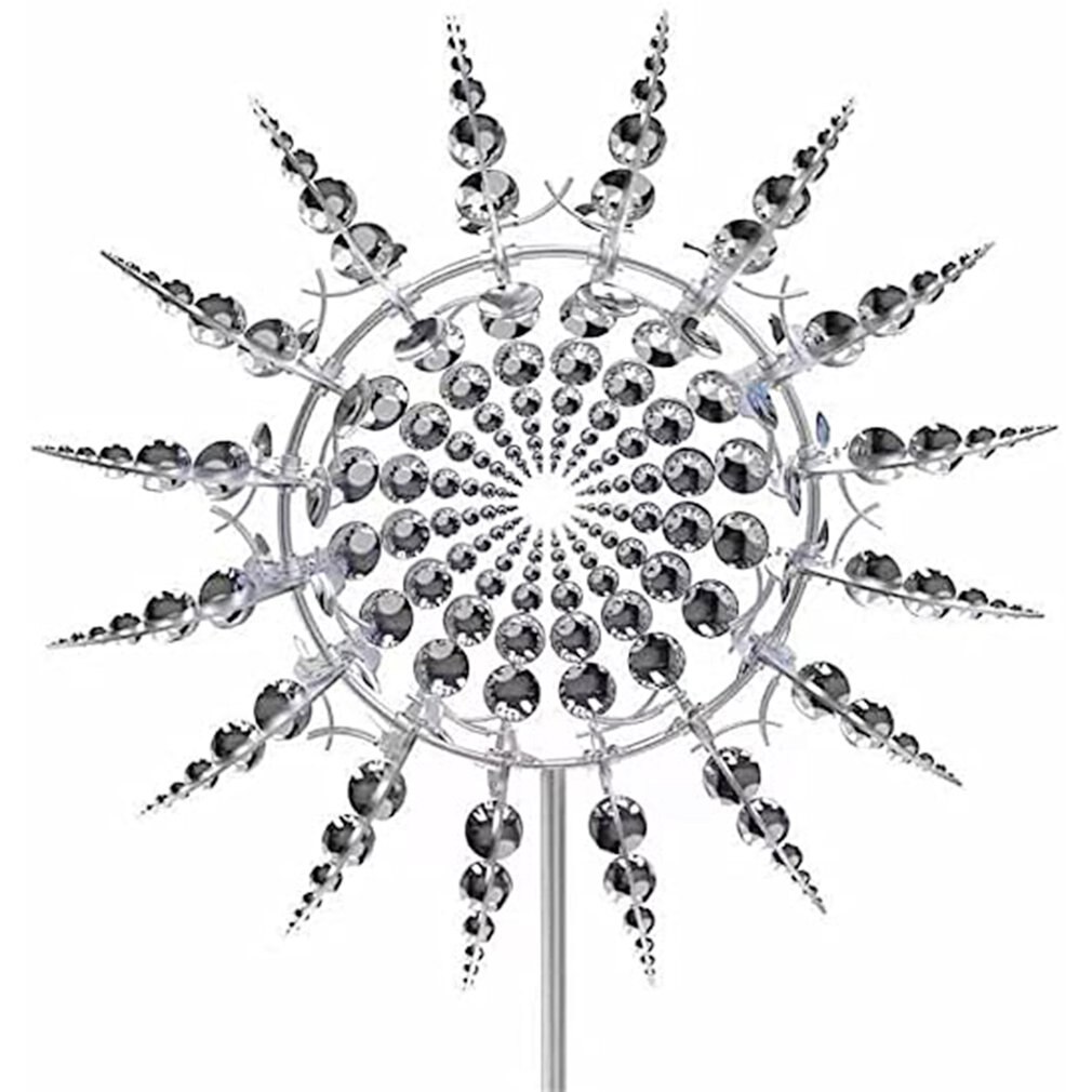 Wind Spinner 16Pcs Metal Leaves Stable Weather Resistant Windmill Sculptures Dual Wind Motion Solar Spinner Garden Decoration