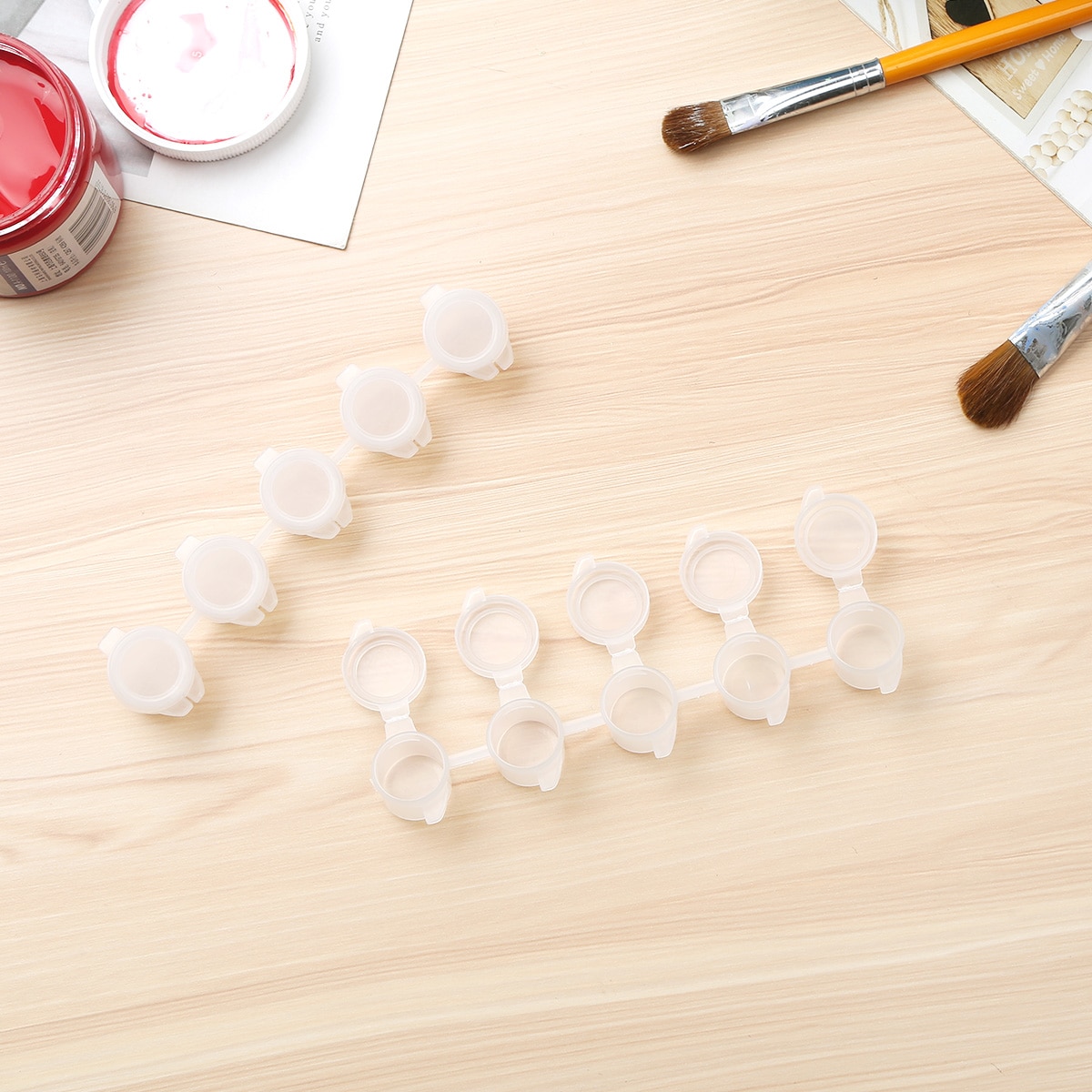 30 Strips Mini Empty Paint Pot Pod Strips Arts and Crafts Watercolor Draw Pigment Plastic Palette Storage Containers