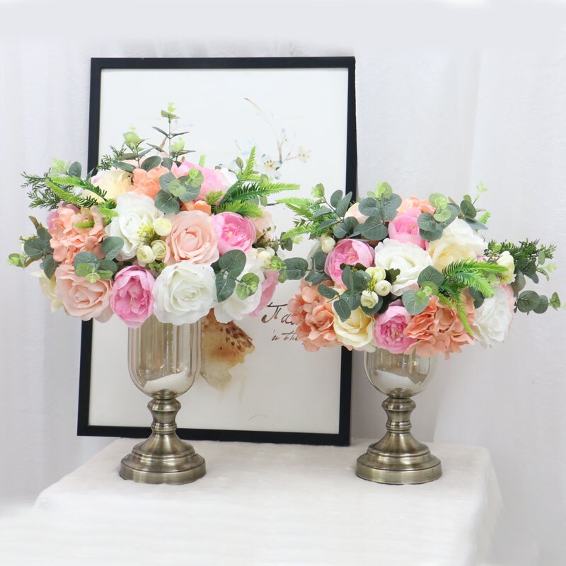 35/40/50cm Artificial flower table centerpiece party wedding backdrop decor road lead flower ball rose hydrangea rose peony leaf